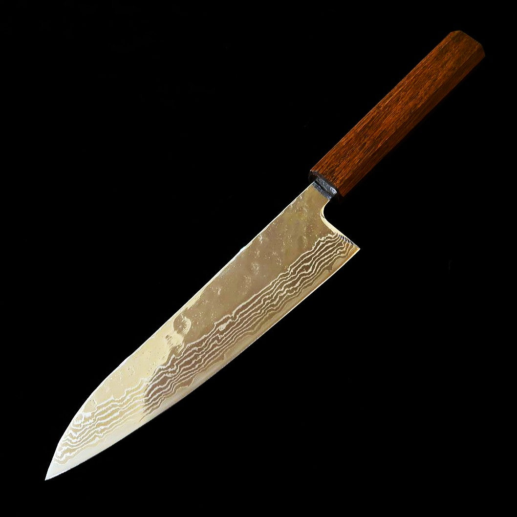 刃道 HADO 翁流 440Ⅽ 鎚目 ダマスカス 黒樫柄 牛刀 (180mm) – 三浦