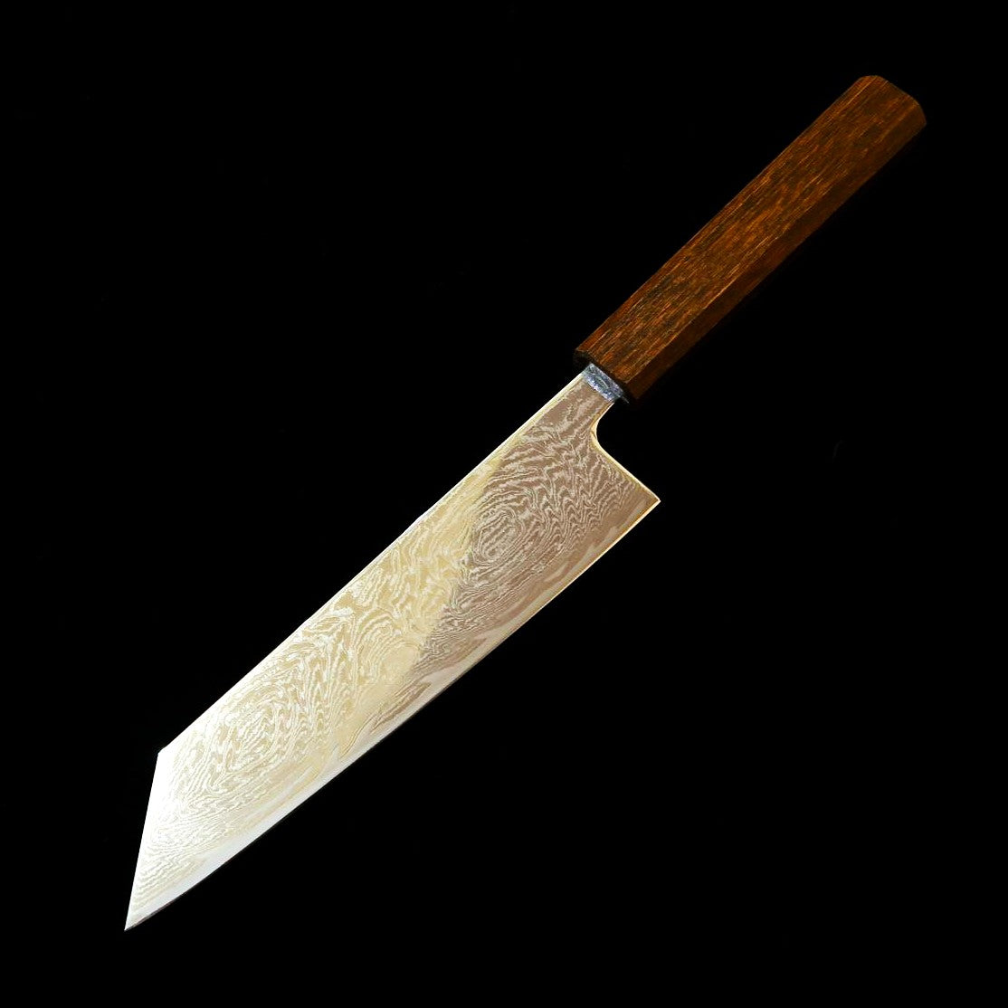 Couteau Bunka HADO Ohryu - Acier AUS-10, Damas tourbillon (Uzu) - Manche en chêne brûlé (170 mm)