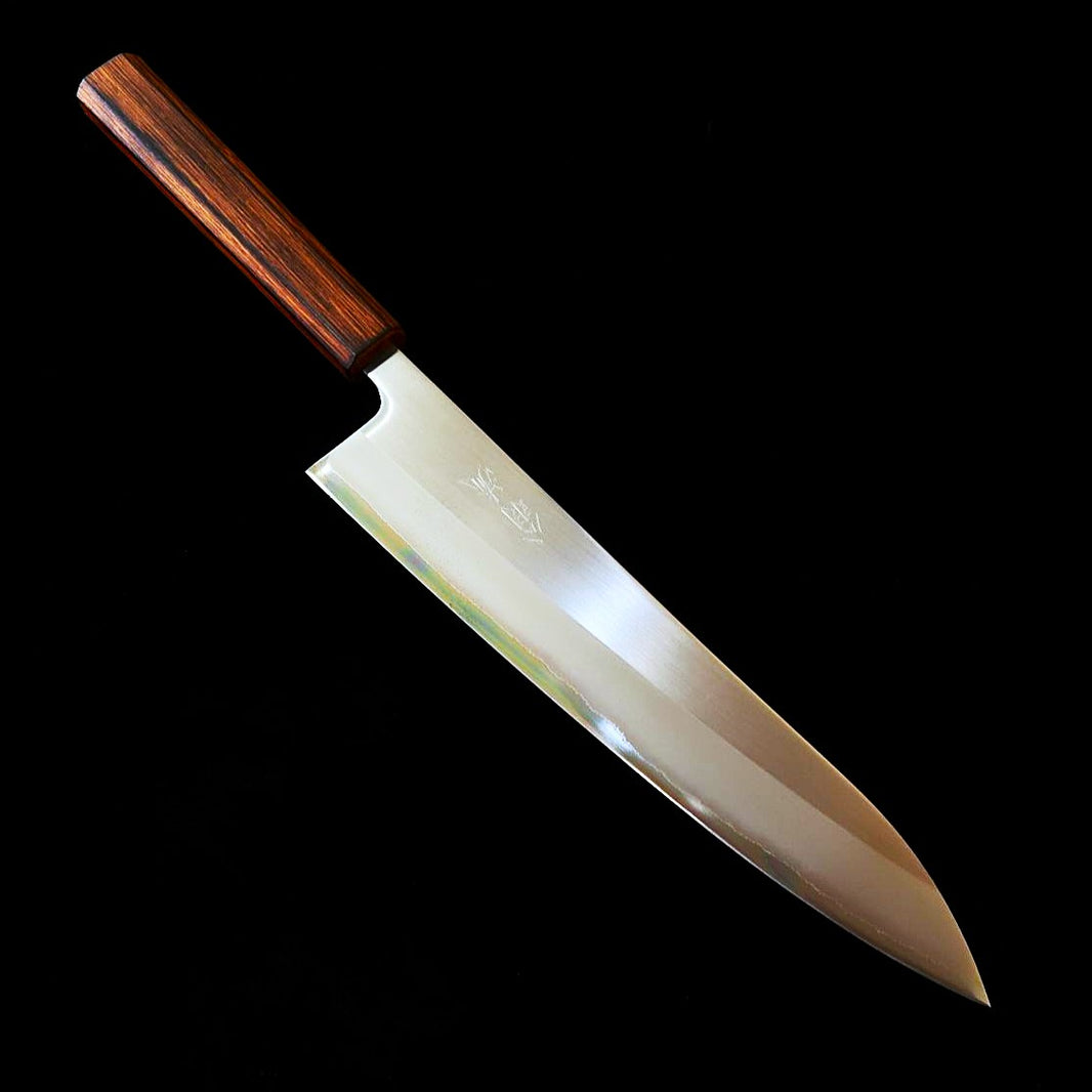 翁流  白紙一号 ステンレスクラッド 煤黒樫柄 牛刀 (240mm)