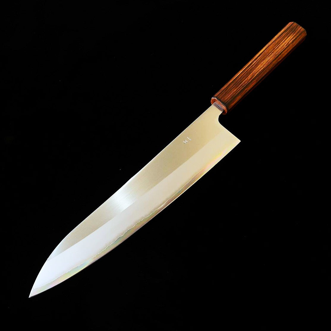 翁流  白紙一号 ステンレスクラッド 煤黒樫柄 牛刀 (240mm)