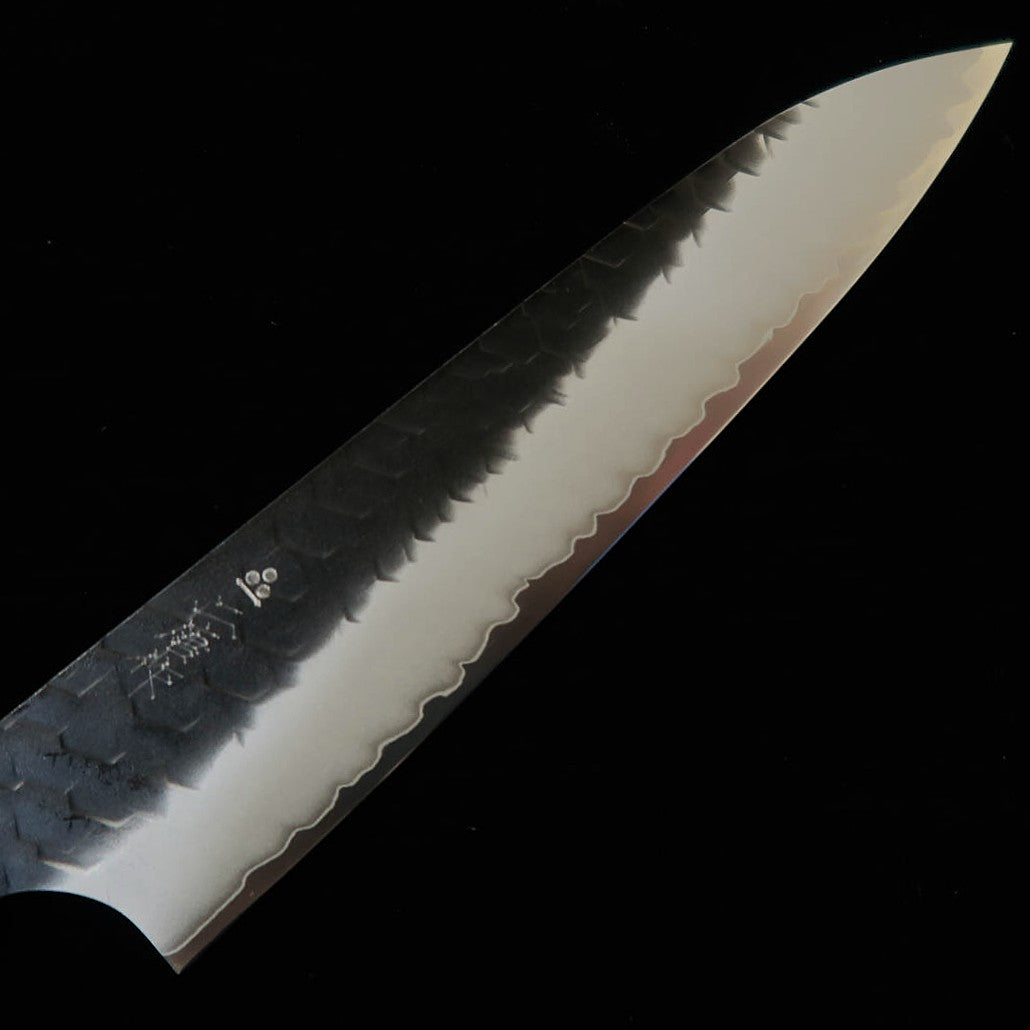 二唐刃物鍛造所 NIGARA ペティ SG2 鎚目 黒打 ウェンジ八角柄（150mm）