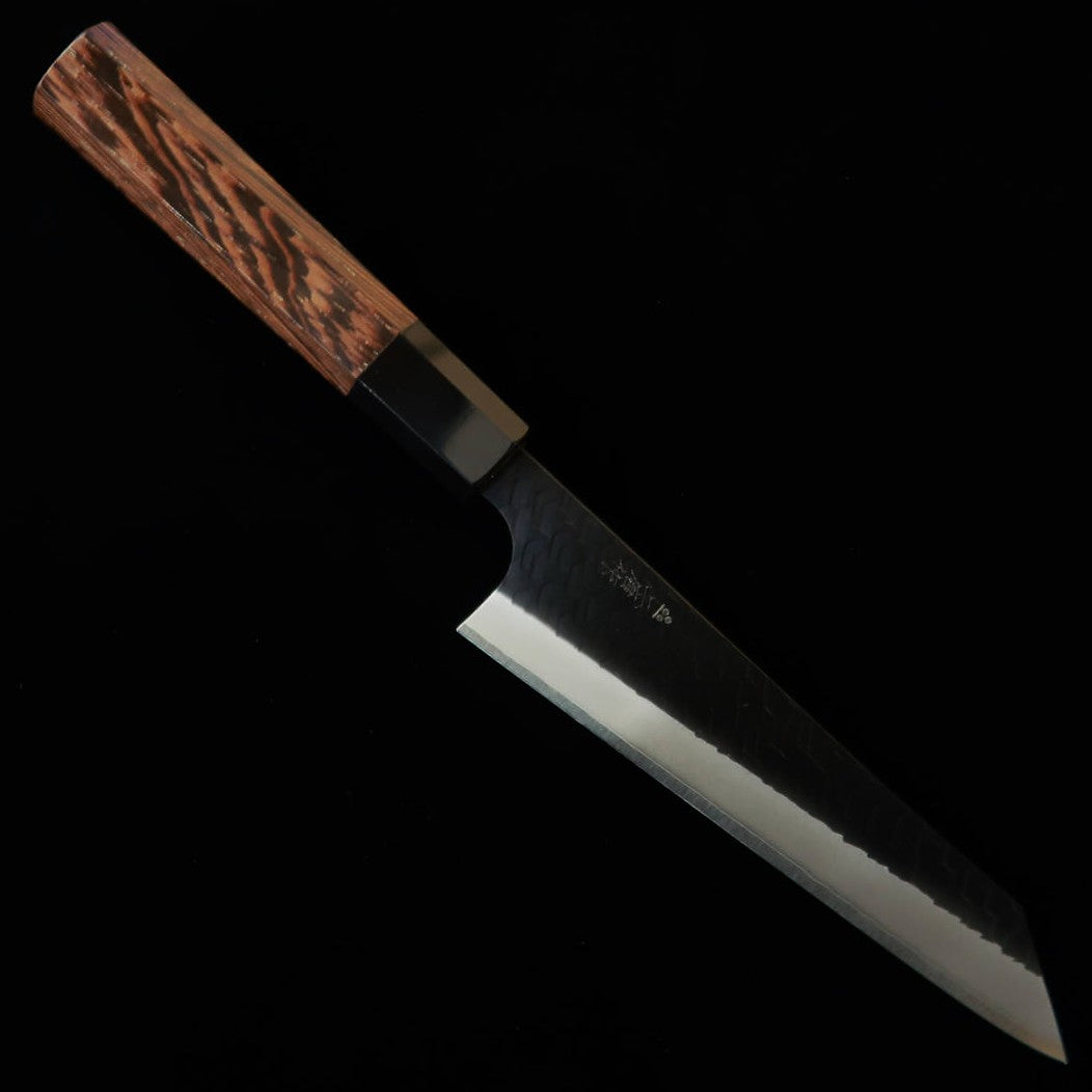 Couteau à désosser (Honesuki) Nigara (Nigara Hamono), acier SG2, finition Tsuchime Kurouchi (martelé et forgé brut), manche octogonal en wengé (170 mm)