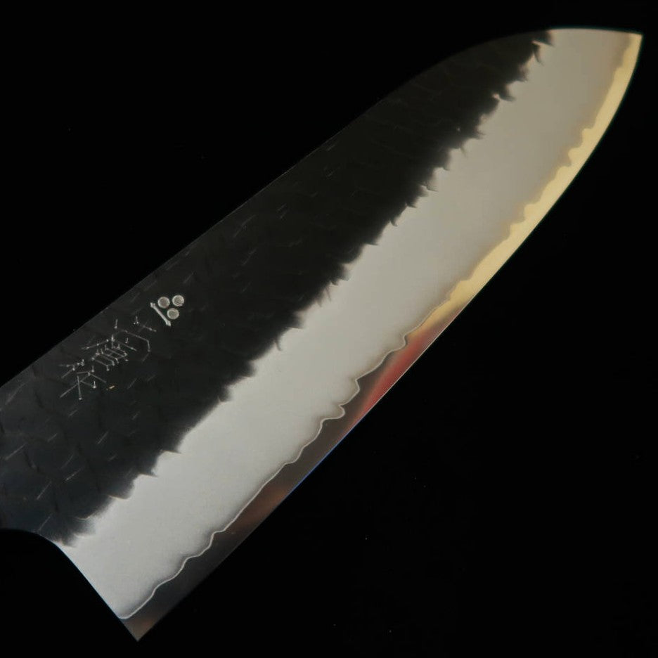 Nigara Hamono NIGARA Santoku SG2 martillado negro mango octogonal de wengué (180 mm)