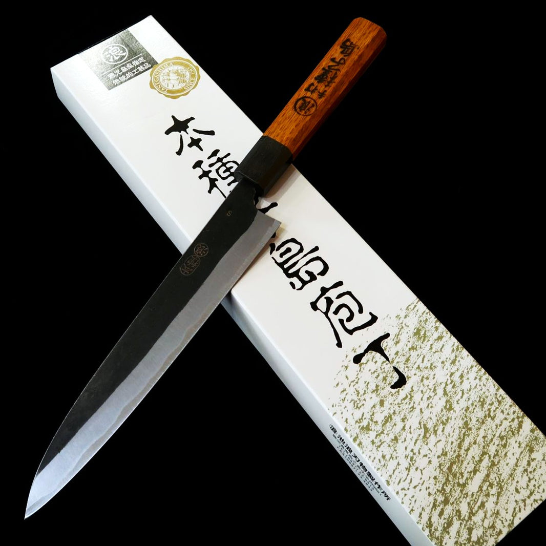 池浪刃物 IKENAMI HAMONO 白紙一号 ステン割込 樫柄 両刃刺身包丁 (210mm)