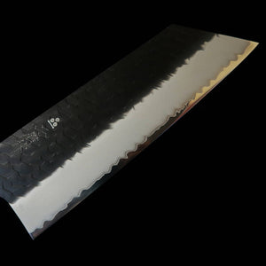 NIGARA (Forge NITOU) couteau nakiri kiritsuke SG2 martelé noirci manche octogonal en wengé (180 mm)