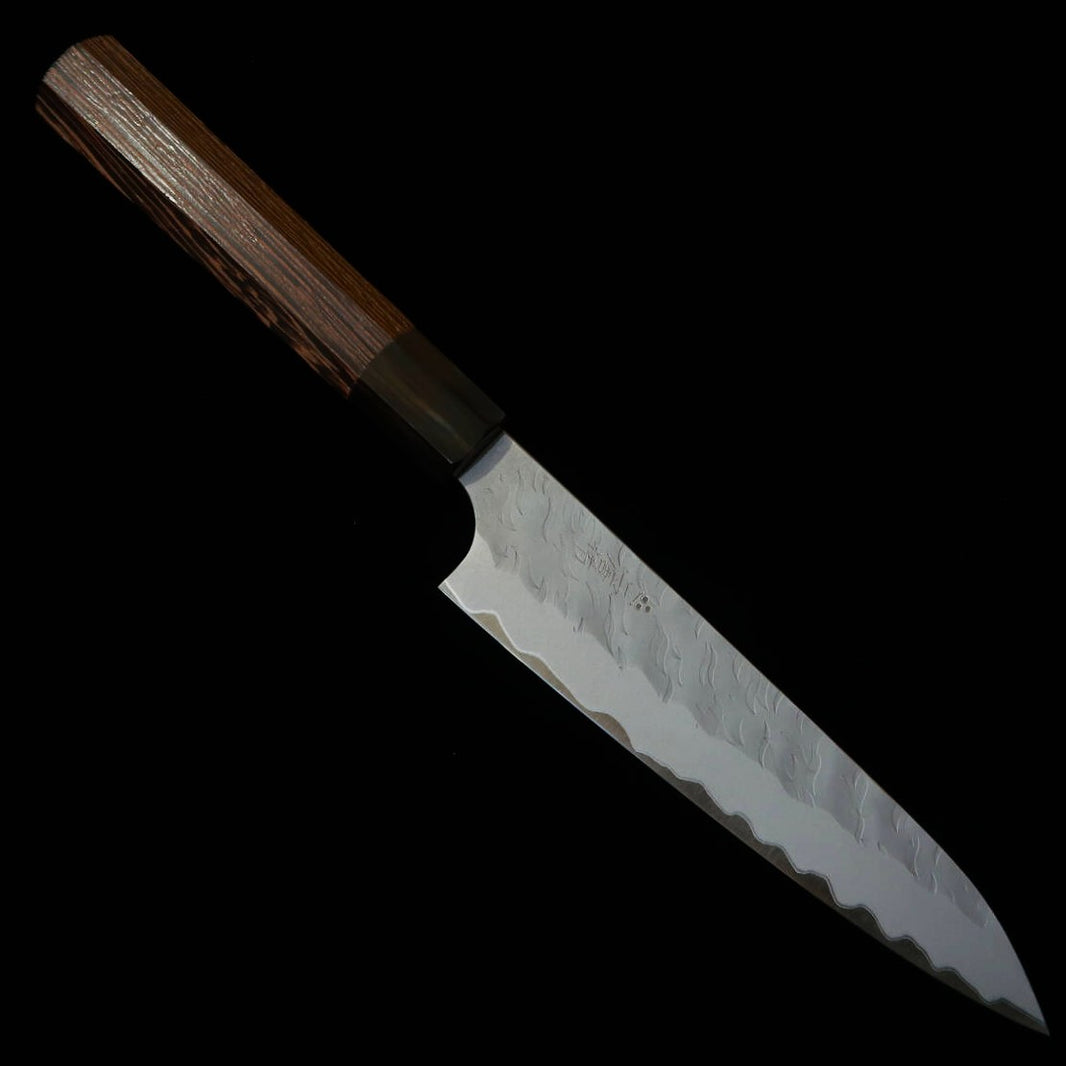 NIGARA Futatō Hamono Tanzojo Petty Aogami Super tsuchime cabo octogonal de wengué (150 mm)