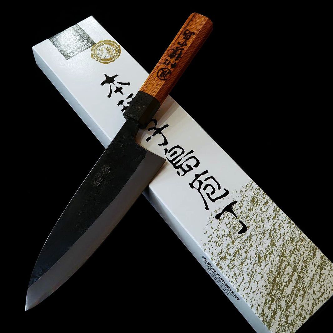 池浪刃物 IKENAMI HAMONO 白紙一号 ステン割込 樫柄 両刃出刃 (130-180mm)