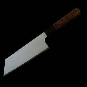 二唐刃物鍛造所 NIGARA 切付菜切 青紙スーパー 鎚目 ウェンジ八角柄（180mm）