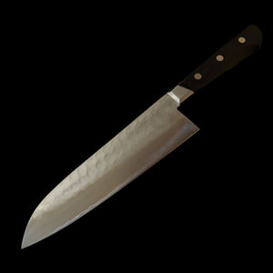 MINAMOTO Kotetsu Santoku, Yasuki Aogami No.2, Nashiji Finish with Black Pakkawood Handle (180mm)