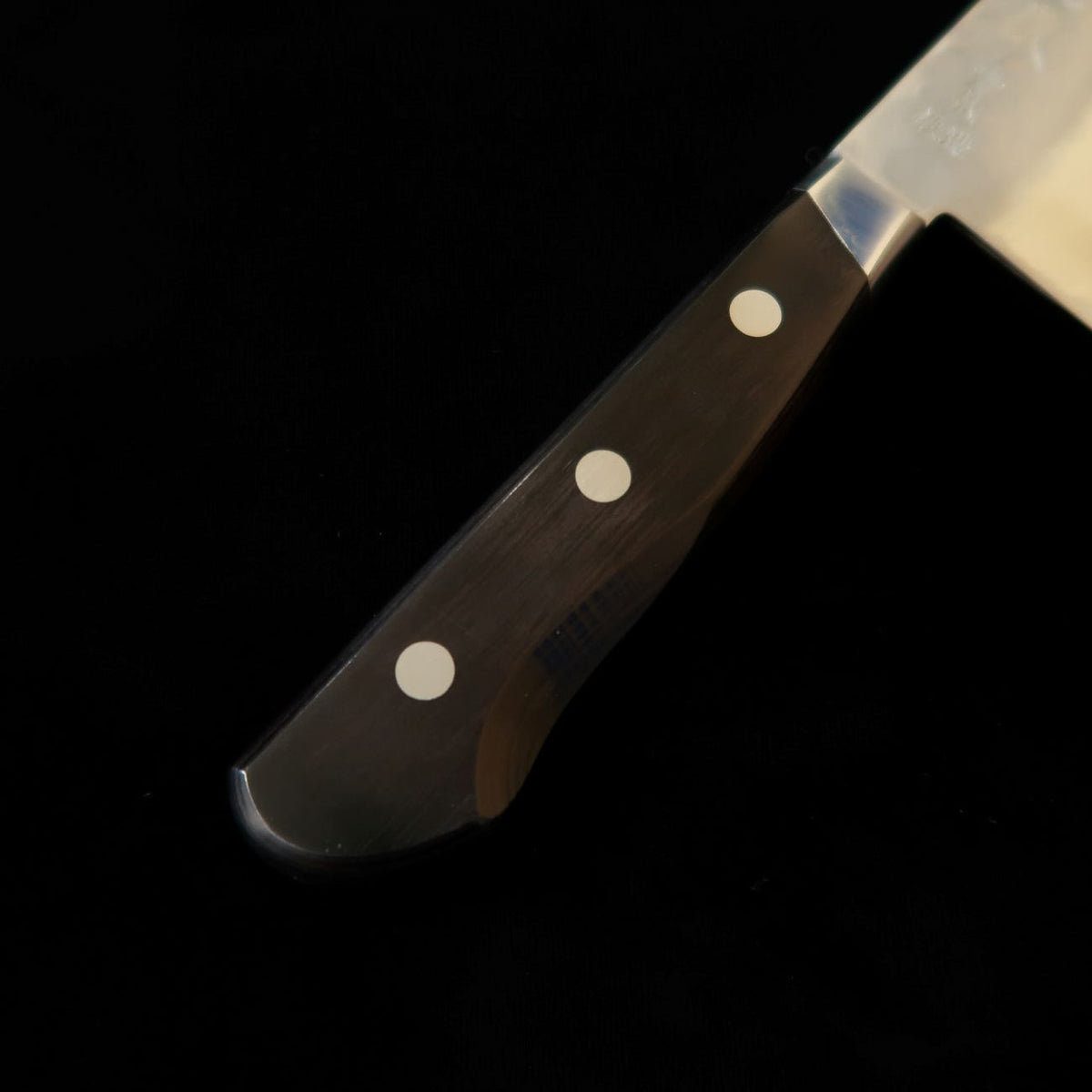 MINAMOTO Kotetsu Santoku, Yasuki Aogami No.2, Nashiji Finish with Black Pakkawood Handle (180mm)
