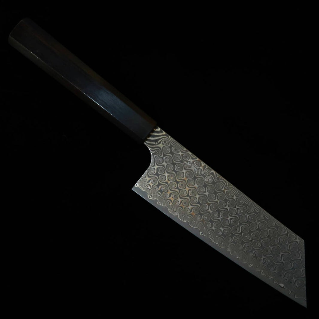 NIGARA NITOU Hamono Anmon nakiri kiritsuke SG2, cabo octogonal integral em ébano (180 mm)