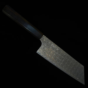 二唐刃物鍛造所 NIGARA 暗紋 切付菜切 SG2 黒檀一体型八角柄（180mm）