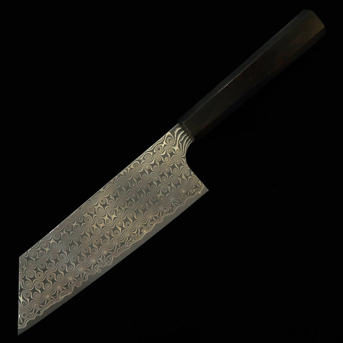 二唐刃物鍛造所 NIGARA 暗紋 切付菜切 SG2 黒檀一体型八角柄（180mm