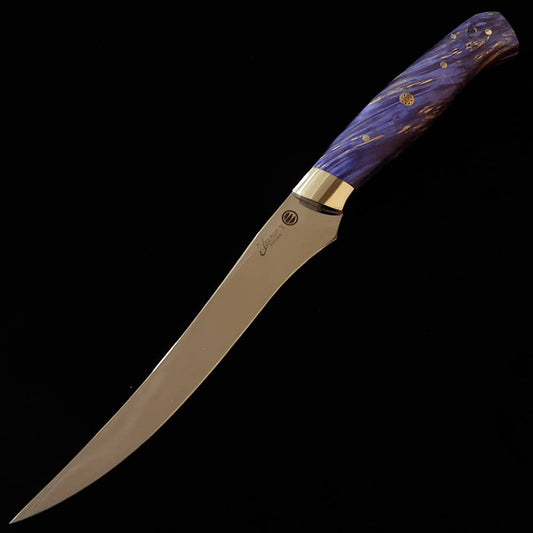 Asurah Knives × 三浦 MIURA SUS420J2  鏡面仕上げ カスタムハンドル ブルー フィレナイフ (160mm)