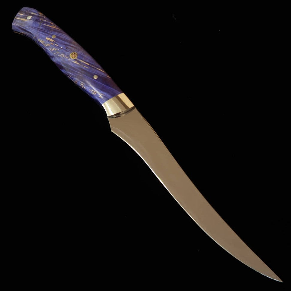 Asurah Knives × 三浦 MIURA SUS420J2  鏡面仕上げ カスタムハンドル ブルー フィレナイフ (160mm)