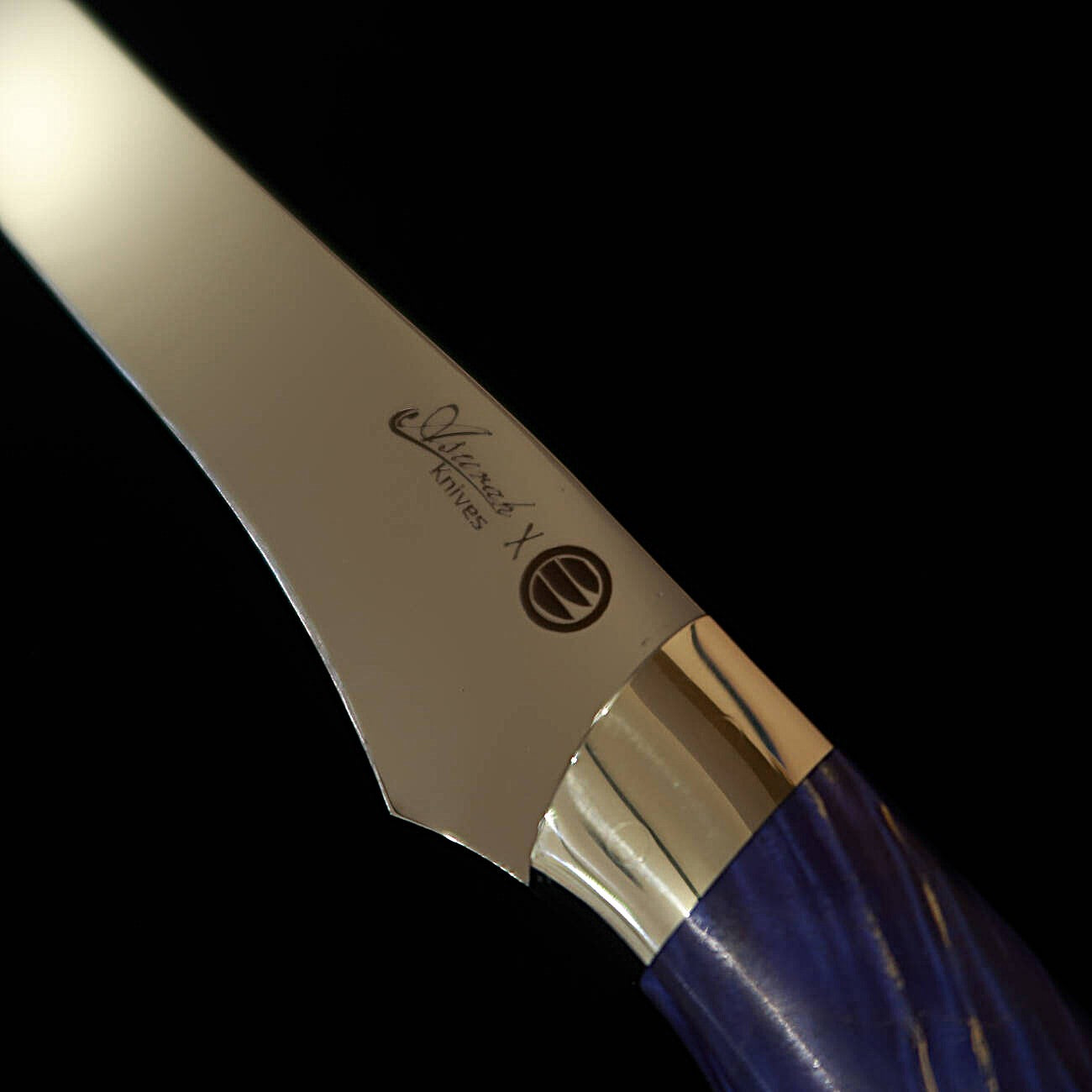 Asurah Knives × 三浦 MIURA SUS420J2  鏡面仕上げ カスタムハンドル ブルー フィレナイフ (160mm)