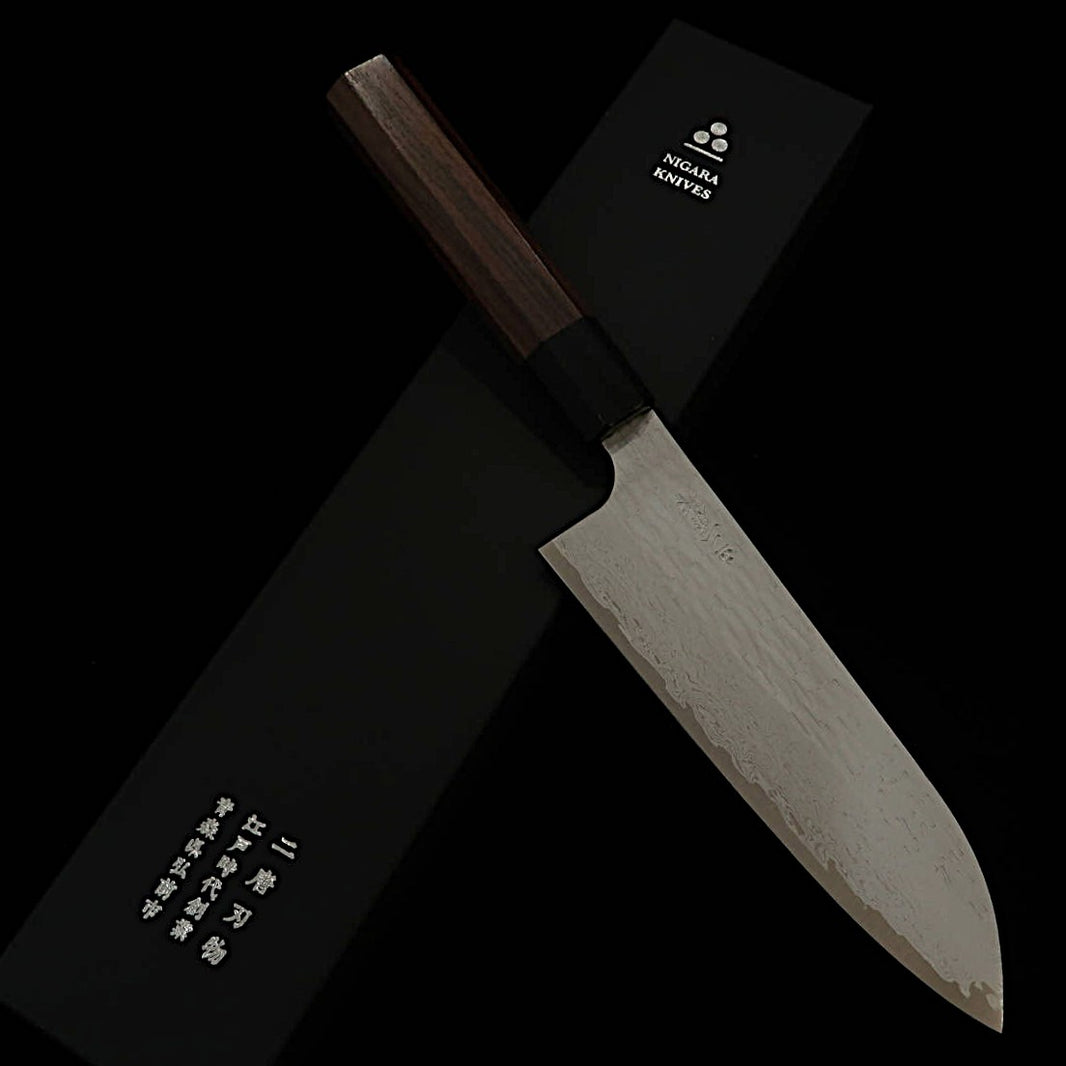 NIGARA VG XEOS Hammered Damascus Santoku with Rosewood Handle (170cm)
