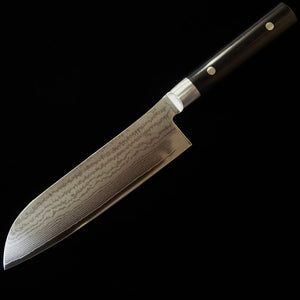 SUMIKAMA Sumakama Kasumi Santoku VG10 damas, manche en contreplaqué noir (180 mm)