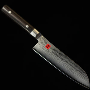 SUMIKAMA Sumakama Kasumi Santoku VG10 damas, manche en contreplaqué noir (180 mm)