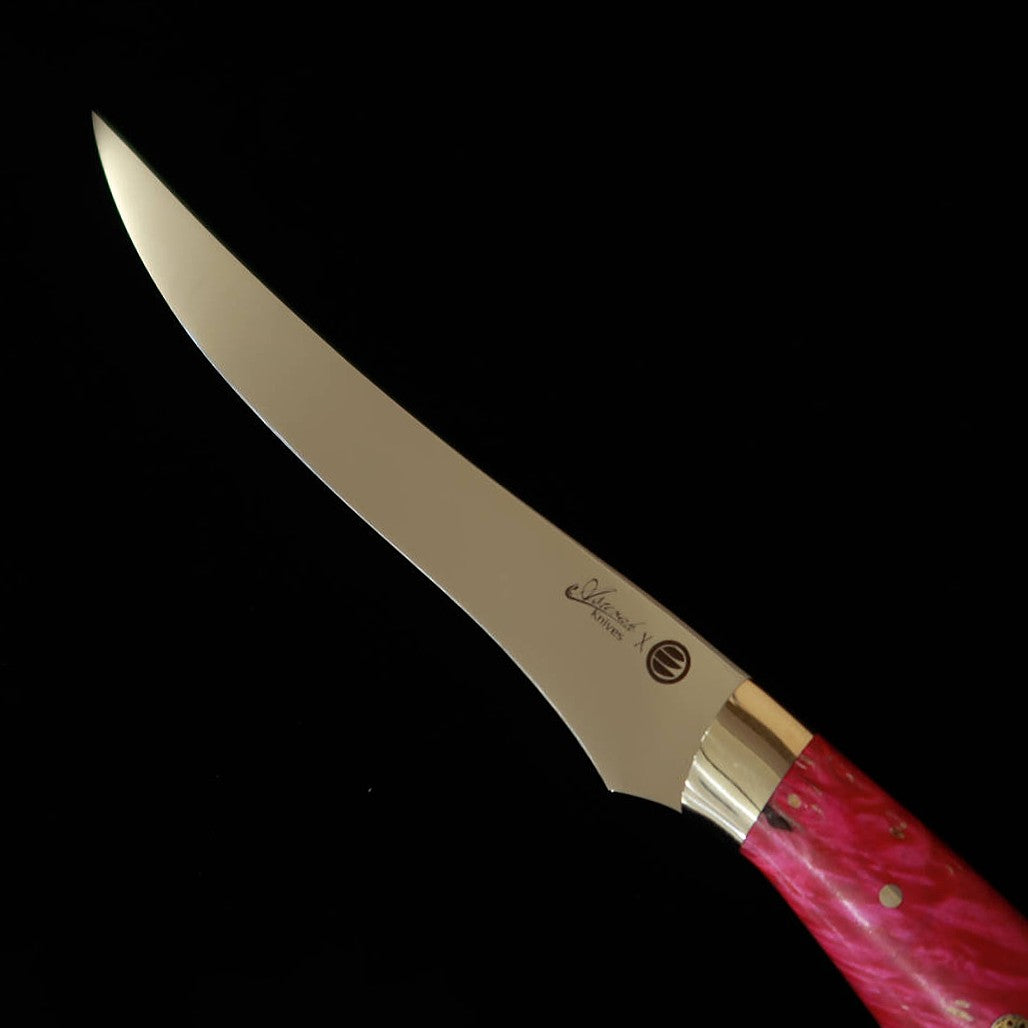 Asurah Knives × 三浦 MIURA SUS420J2  鏡面仕上げ カスタムハンドル ピンク フィレナイフ (160mm)