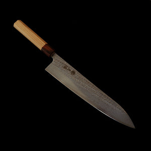 MIURA Gyuto, Ginsan no. 3, Rope-Pattern Damascus with Keyaki Octagonal Handle (240mm)