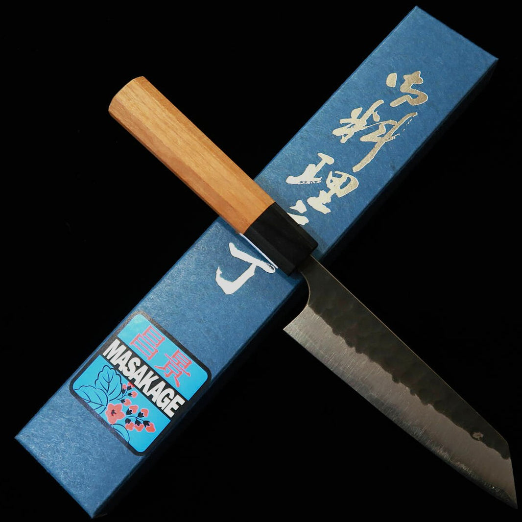 昌景MASAKAGE 小石 小文化 青紙スーパー 鎚目 黒打ち アメリカンチェリー柄（135mm）