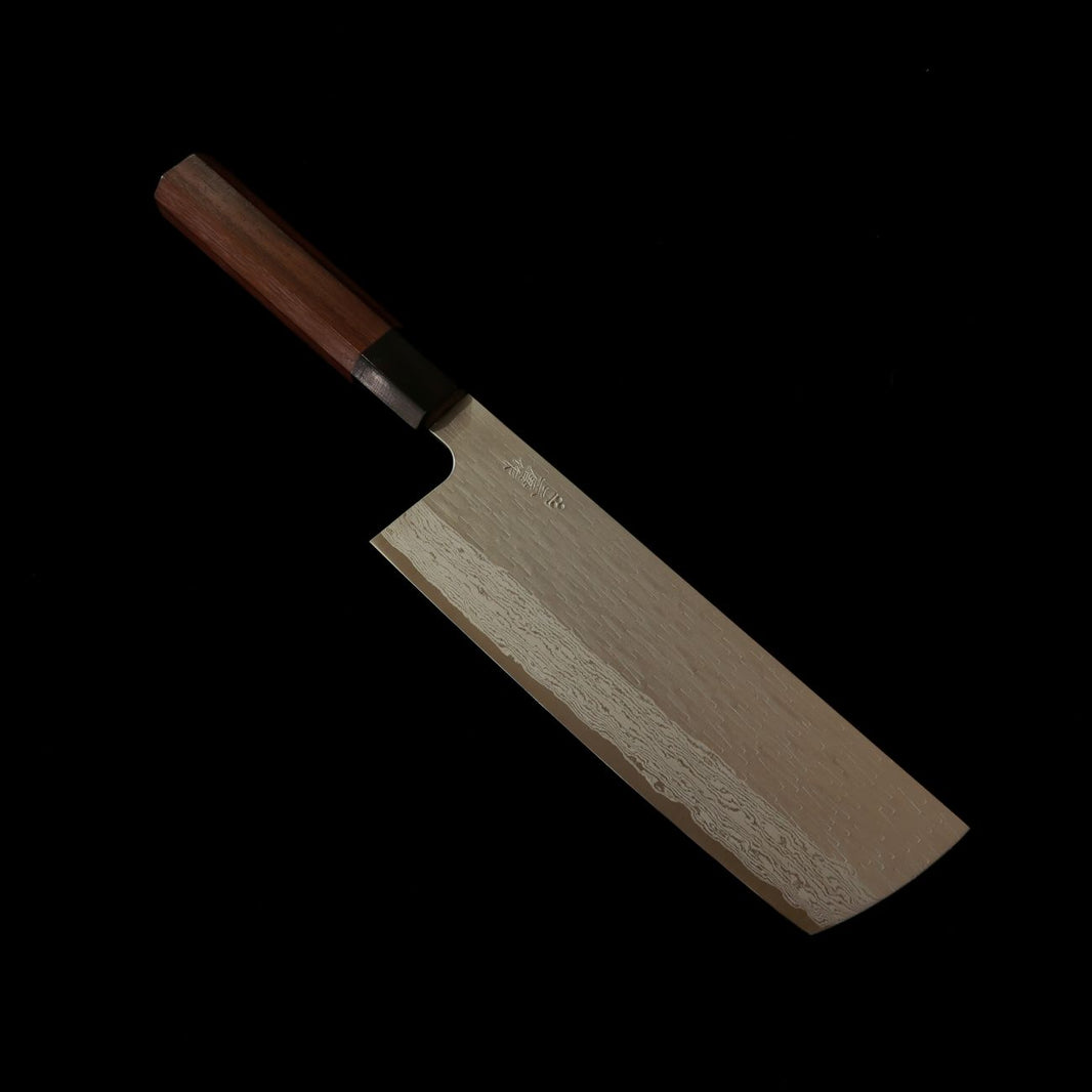 NIGARA Nakiri VG XEOS Hammered Damascus with Ebony Handle (180mm)