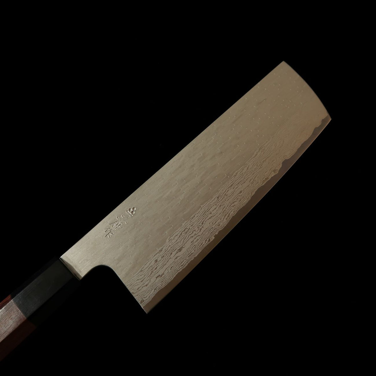 二唐刃物鍛造所NIGARA VG XEOS 槌目ダマスカス 菜切 紫檀柄（180mm）