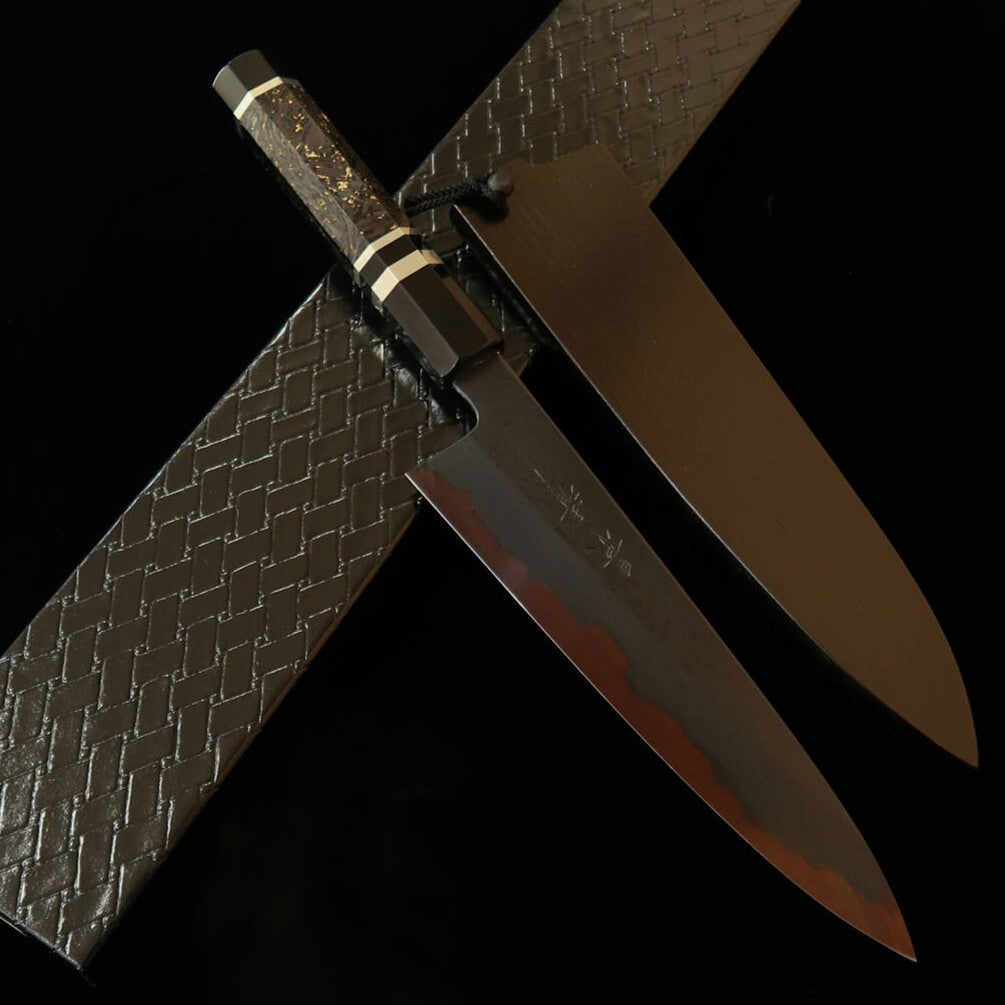 景清 KAGEKIYO 青紙一号 黒染めダマスカス カスタムハンドル 牛刀 (210mm)