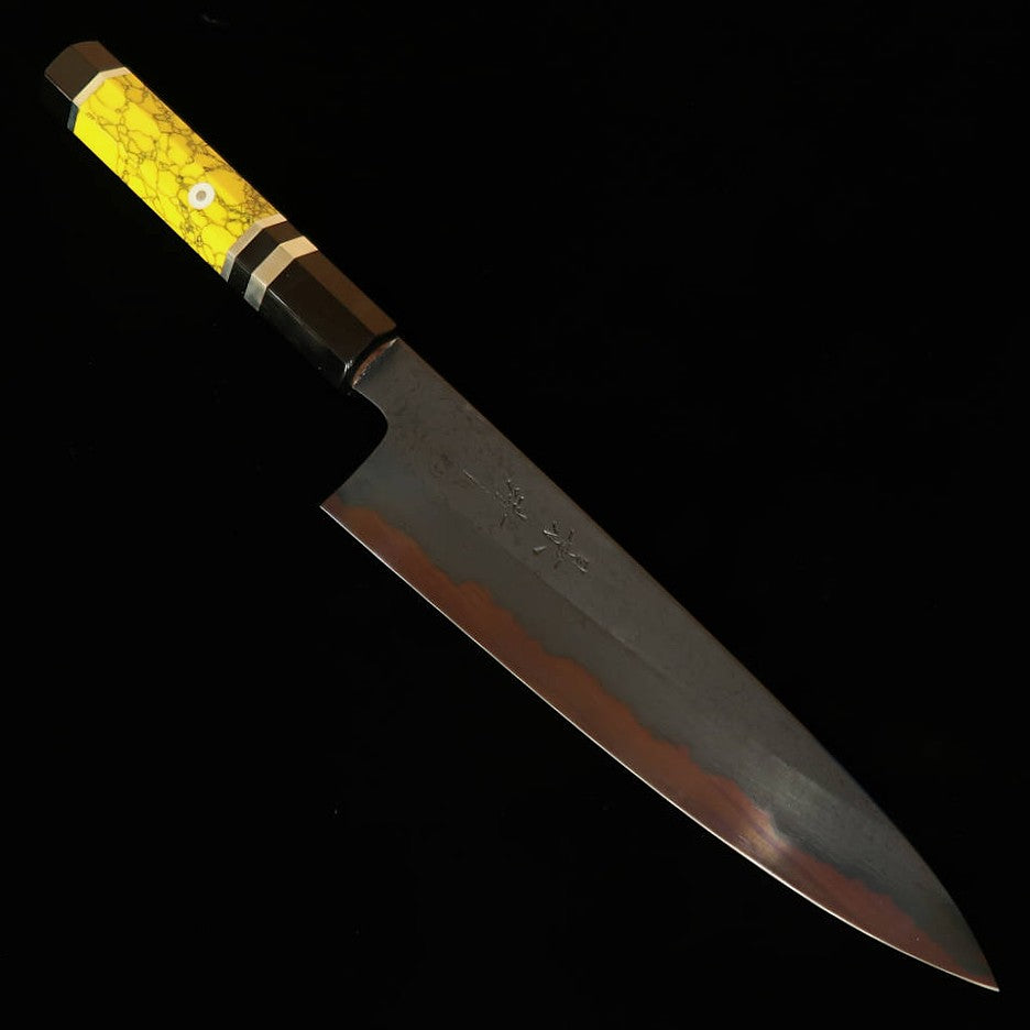 景清 KAGEKIYO 青紙一号 黒染めダマスカス カスタムハンドル 牛刀 (210mm)