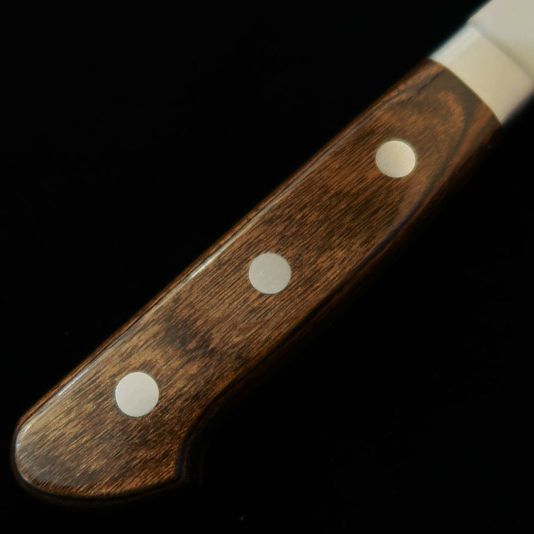 三浦 MIURA 三徳 銀紙三号 鍔付き 茶合板柄 (180mm)