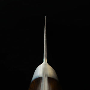 Miura MIURA Santoku Knife, Silver Paper No. 3, with Tsuba (handguard), Brown Plywood Handle (180mm)