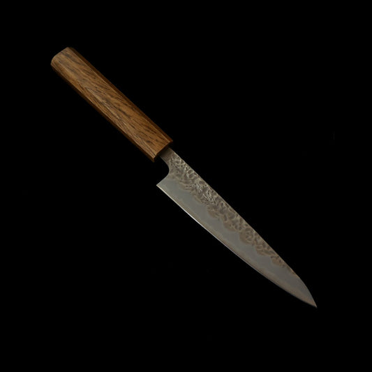 Hado Ohryu Shirogami No.1 Martelé Revêtement acier inoxydable Manche en chêne noir Petty (135 mm)