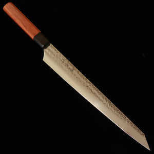 SAKAI TAKAYUKI Kengata Yanagiba, SG2 33-Layer Damascus Tsuchime, Octagonal Rosewood Handle (270mm)