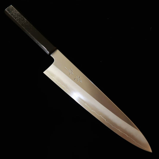 Couteau de chef Gyuto KAGEKIYO – Acier Ginsan (Gingami No.3), manche en laque traditionnelle Urushi "Urushi Hirame" (240 mm)