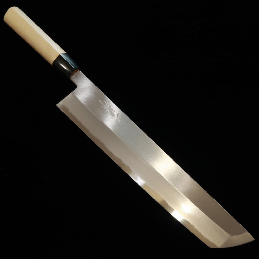 MIURA Couteau à couper le hamo Acier Shirogami No.2 Manche rond en corne de buffle (330 mm)