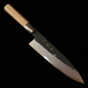 SUISIN Suisin, œuvre de Kenji Togashi, forge noire, Shirogami n°2, Gyuto, manche en corne de buffle blanche octogonale (210/240 mm)