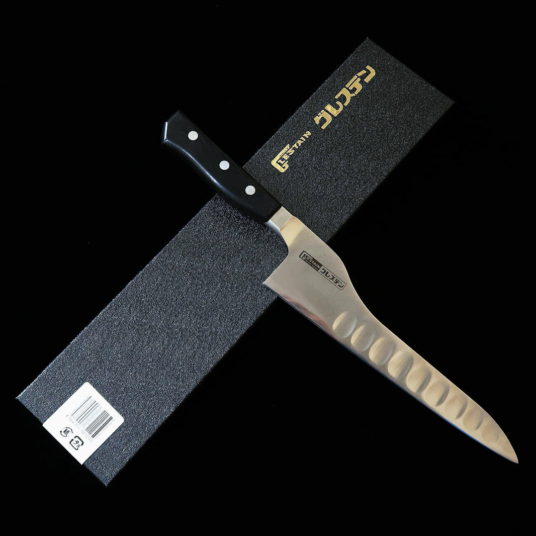 GLESTAIN Glestain cuchillo para proteínas mango con guarda de madera laminada reforzada 021TUK (210 mm)