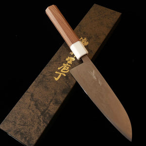 MIURA Miura santoku acero Aogami nº2, san-mai inoxidable, damasco de níquel, mango de nogal (165 mm)