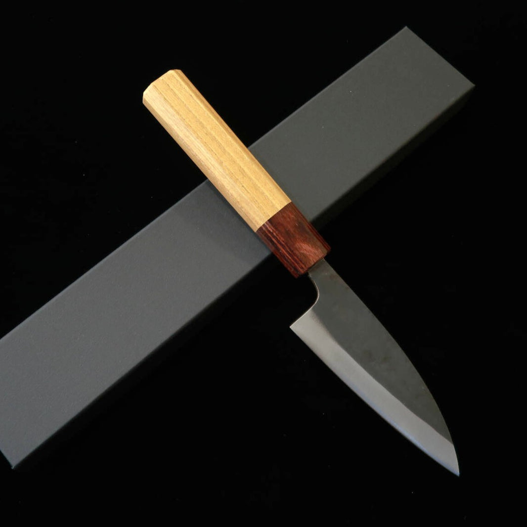 MIURA aji-kiri aço azul nº 1 kuro-uchi laminado em inox cabo octogonal de olmo-japonês (105/145 mm)