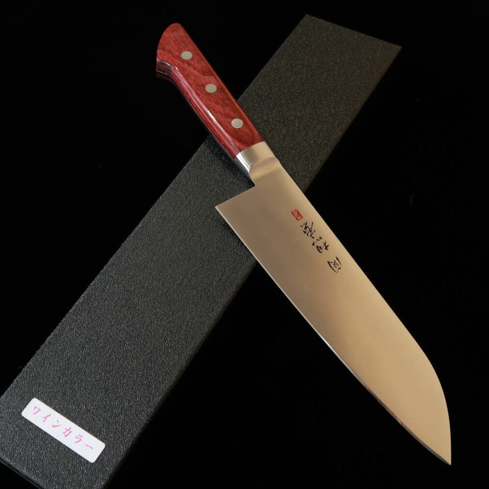 関 想磨 SEKI SOUMA 三徳 モリブデン鋼 赤合板柄 (180mm)