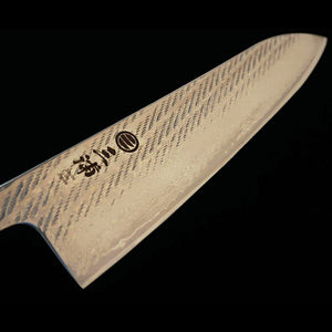 三浦MIURA 牛刀 銀紙三号 縄目 ダマスカス 紫樫八角柄（210mm）
