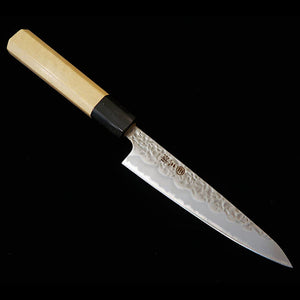 三浦MIURA ペティ 白紙一号 マット 鎚目 水牛朴八角柄（135mm）