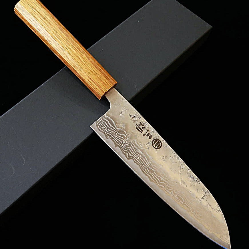 MIURA Miura santoku acero sueco nashiji mango octogonal de roble (165 mm)