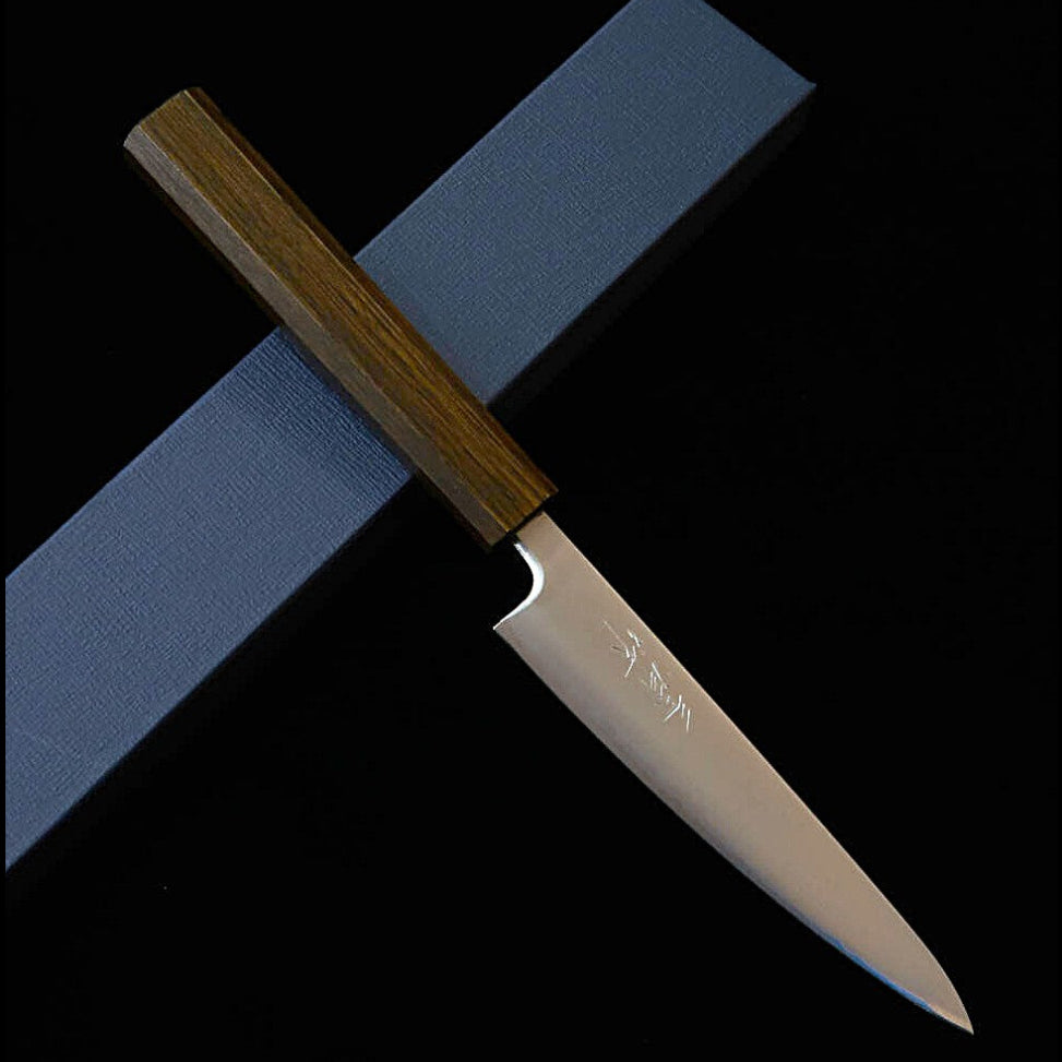三浦MIURA ペティ 青紙スーパー 磨き 黒樫八角柄（135mm）