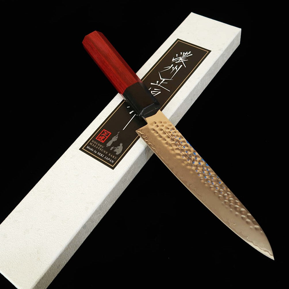 V.ROAD  濃州正恒作 Nosyu Masamune ペティ VG10 鎚目 33層ダマスカス 積層強化柄 赤×黒（150mm）
