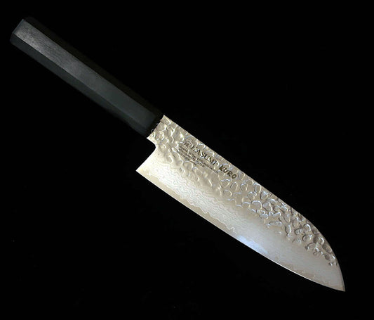 Santoku SUMIKAMA acero de molibdeno, damasco, mango de madera reforzada laminada color negro KR-35017 (170mm)