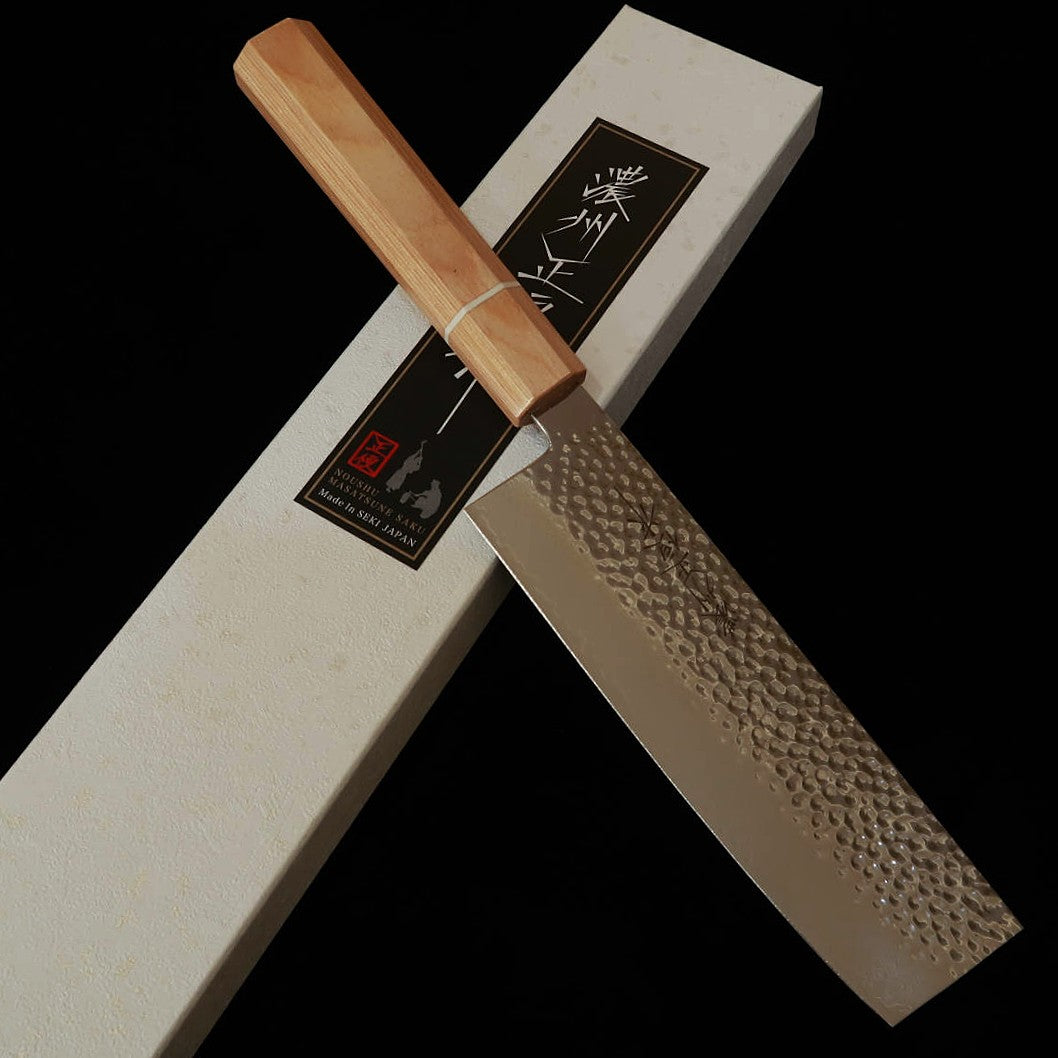 V.ROAD  濃州正恒作 Nosyu Masamune 菜切 VG10 鎚目 33層ダマスカス 積層強化柄 白×白（170mm）