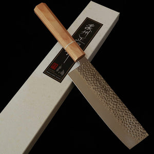 V.ROAD Nōshū Masatsune Nosyu Masatsune Nakiri VG10 Martillado, damasco de 33 capas, mango laminado reforzado blanco×blanco (170 mm)