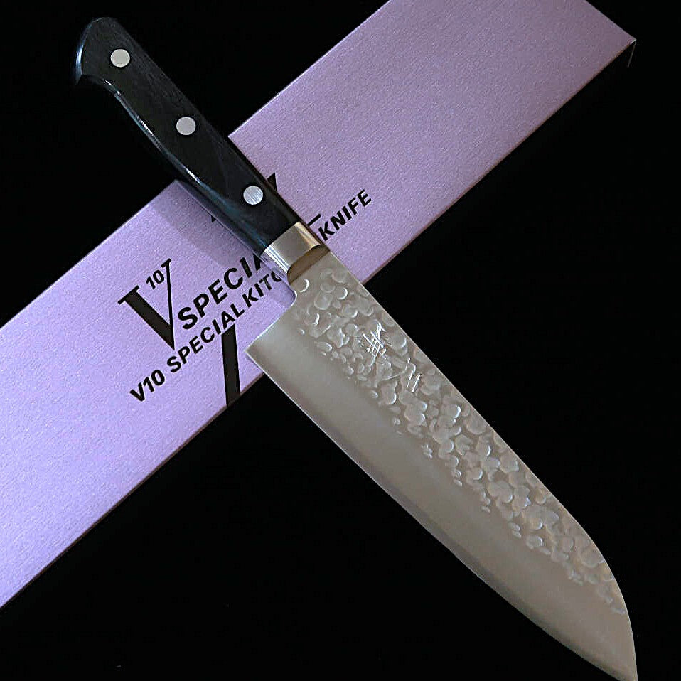 Miura MIURA santoku VG10, acabado martillado, mango de laminado negro (170 mm)